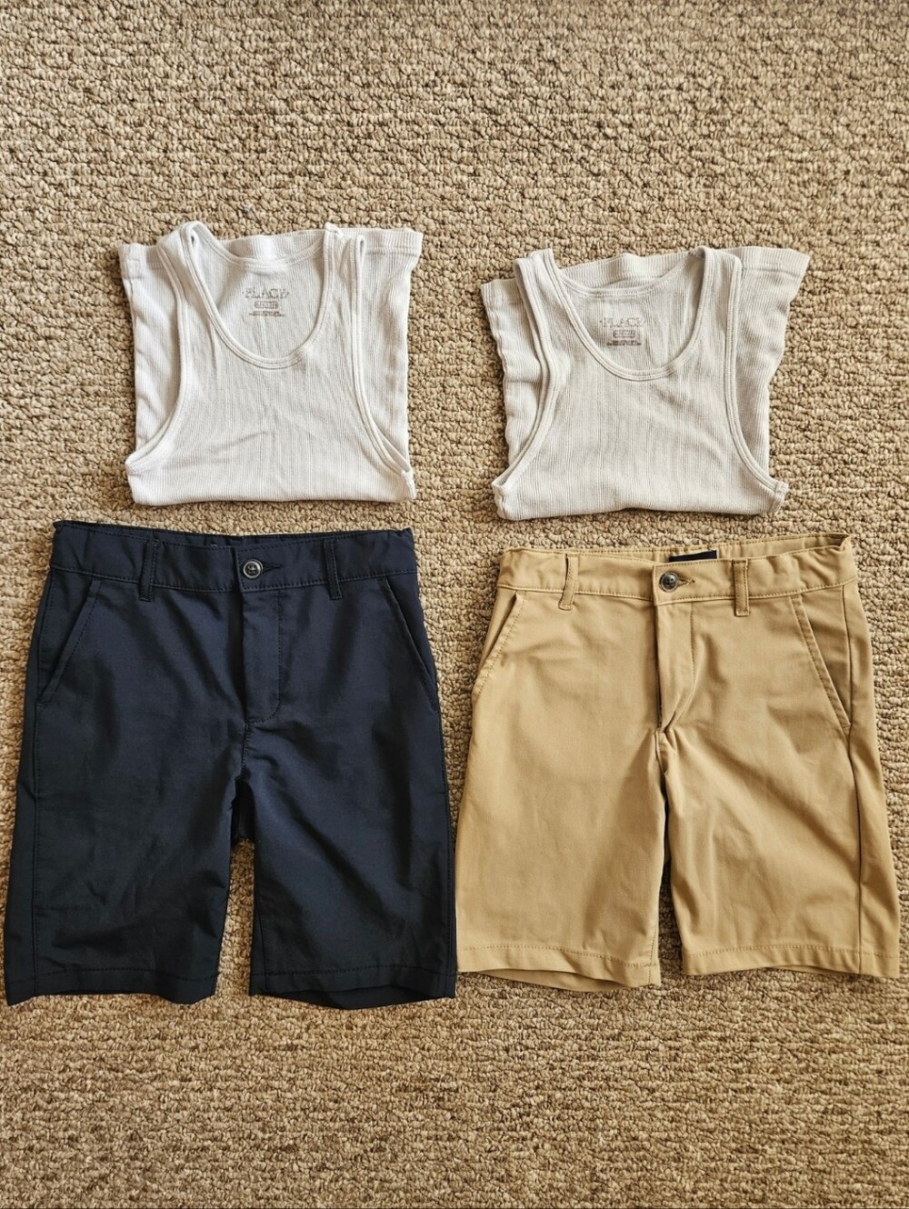 Lot 2 Boys Classic Flat Front Chino Shorts/ School Shorts - Navy/Khaki - Size 8